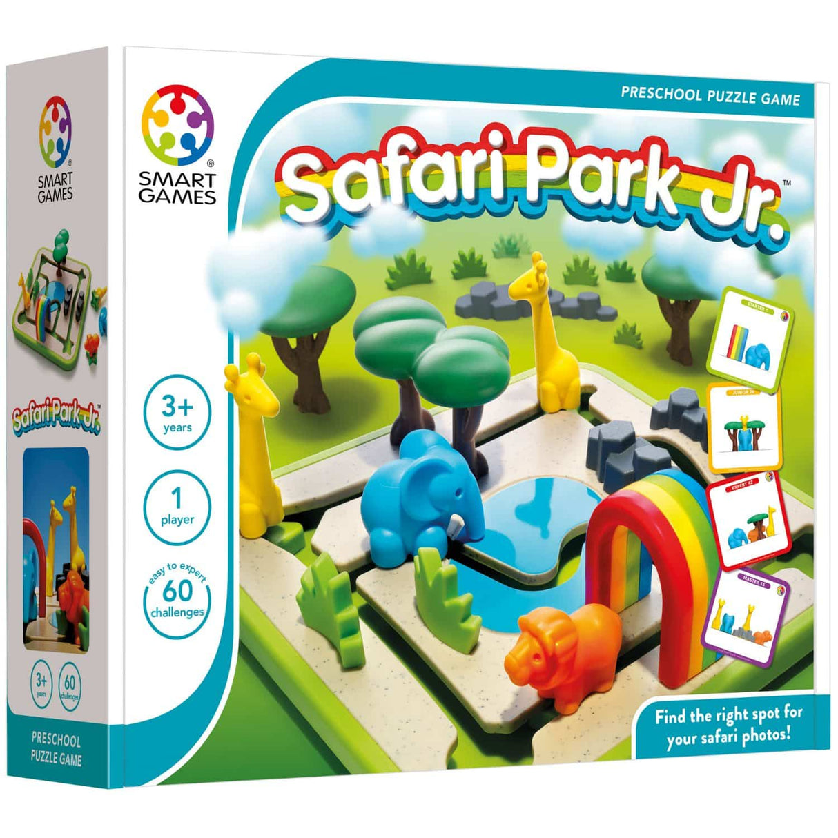 Smartgames safari park jr. - logisch denkspel vormenstoof - 60 educatieve puzzelopdrachten - solospel voor kleuters - vanaf 3 jaar