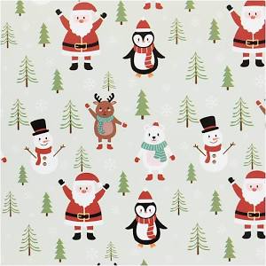 Creativ company inpakpapier, kerstman, sneeuwman, rendier, ijsbeer en pinguïn, b: 50 cm, 80 gr, ice blue, 5 m 1 rol