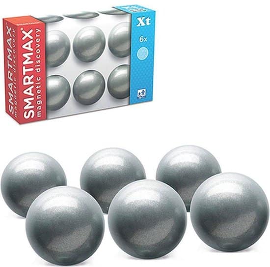 Smartmax xtension set - 6 magnetische ballen met smiley - uitbreidingsset voor constructiespeelgoed - educatief speelgoed - vanaf 1 jaar