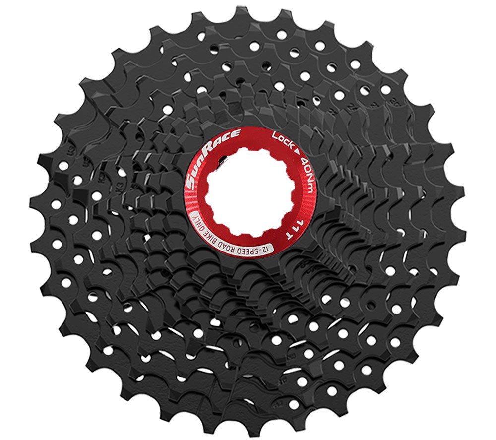 Sunrace cassette csrz800 12v 11-36t zwart rood