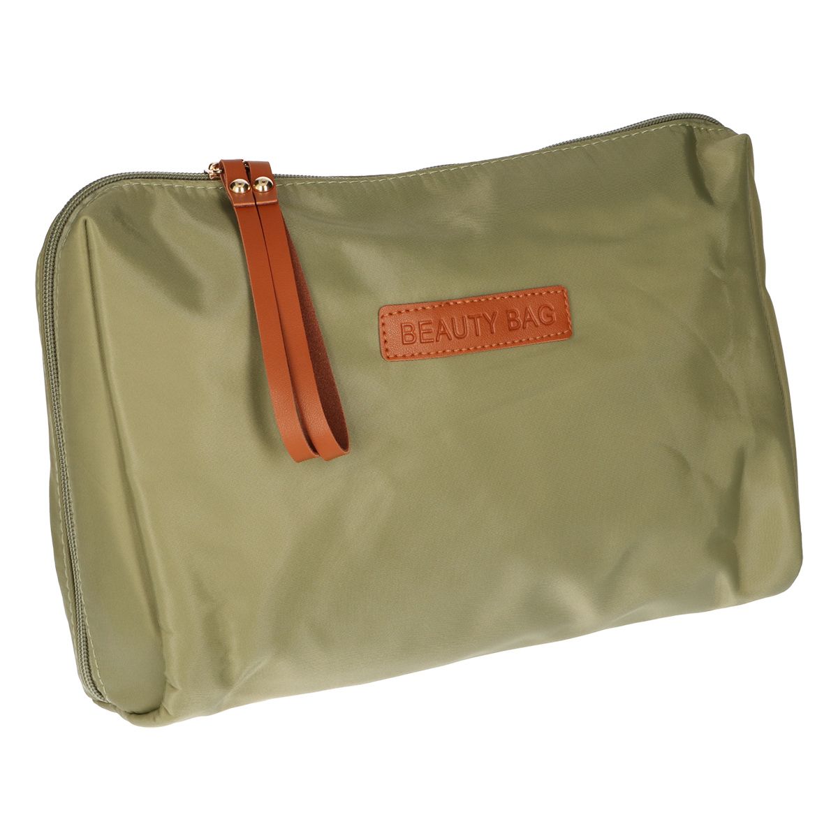 Traveller toilettas beauty bag groen bruin 30cm x 20cm