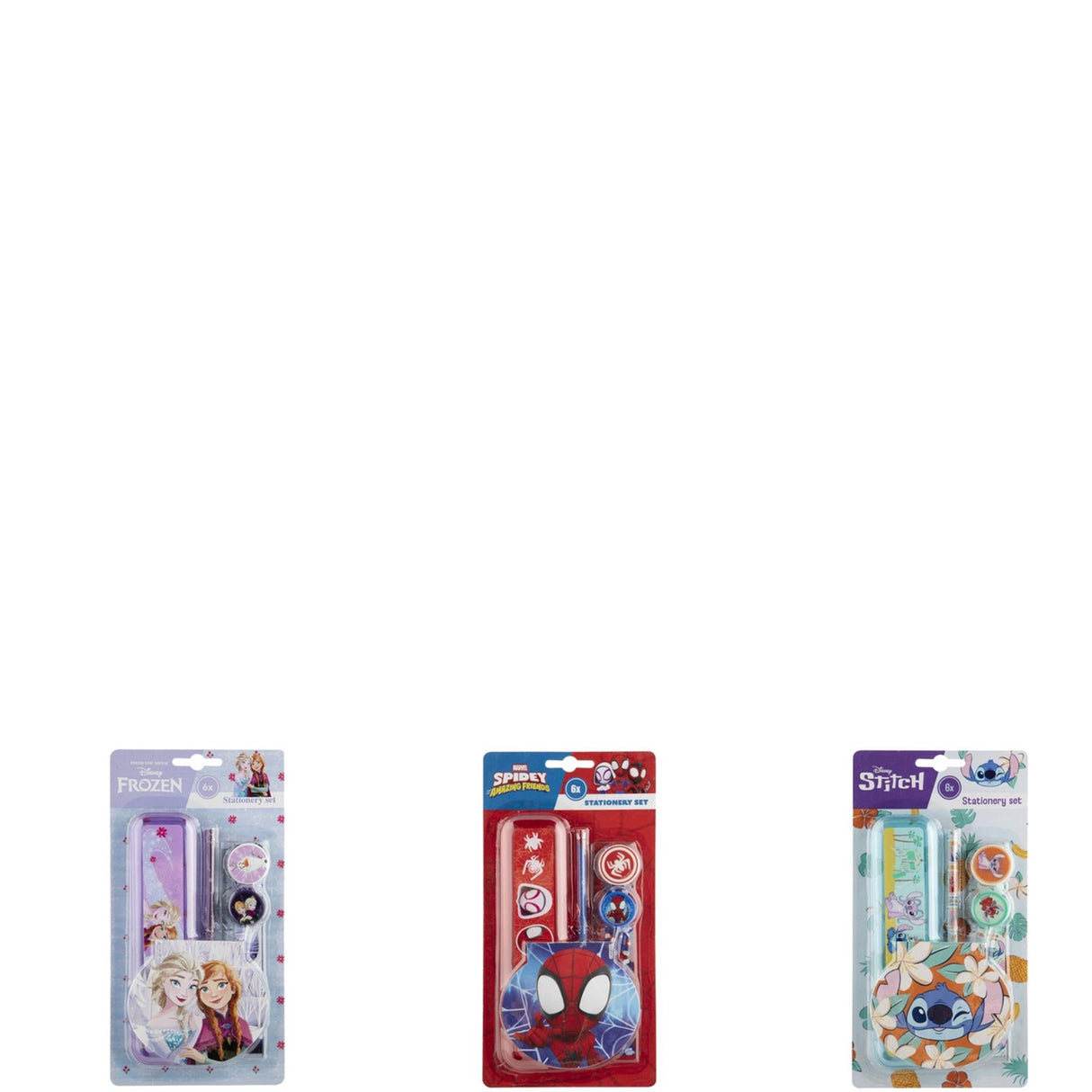 Disney spidey stitch frozen schoolset 6-delig 24,8x13x2cm 3 assorti