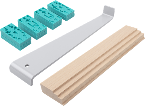 Wolfcraft - laminaat legset - complete set pvc leggen - trekijzer - slaghout - stelwiggen - 22-delig - 6931000