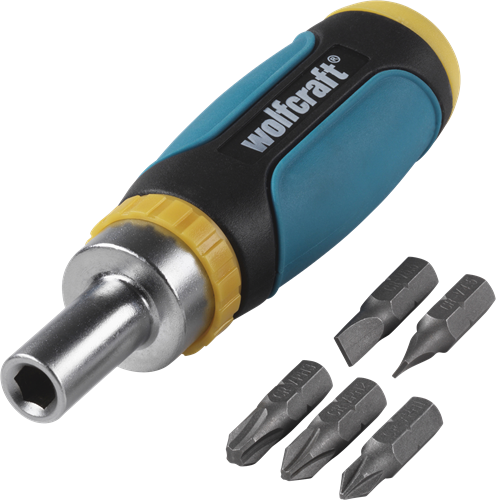 Wolfcraft - mini multi bit schroevendraaier met ratelfunctie - 1237000