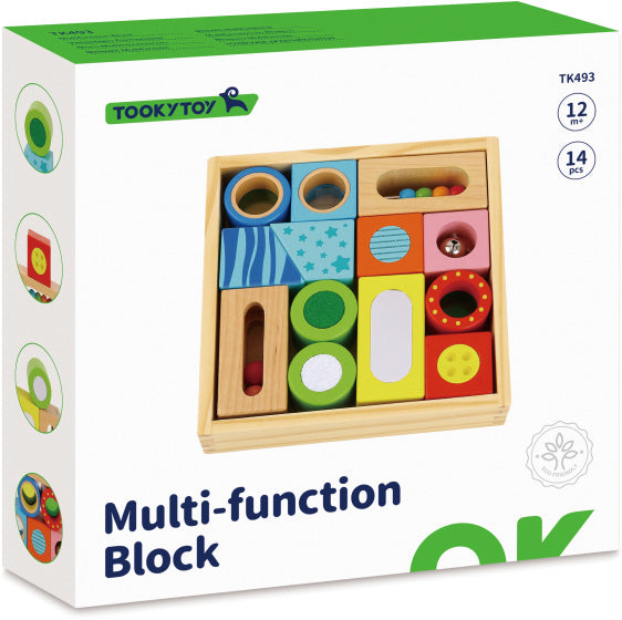 Tooky toy Multifunctionele Houten Blokken 12 maanden 14-delig