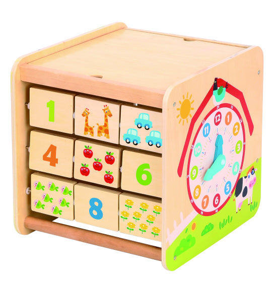 Tooky toy Houten Activiteitenkubus Boerderij 18 maanden 2-delig
