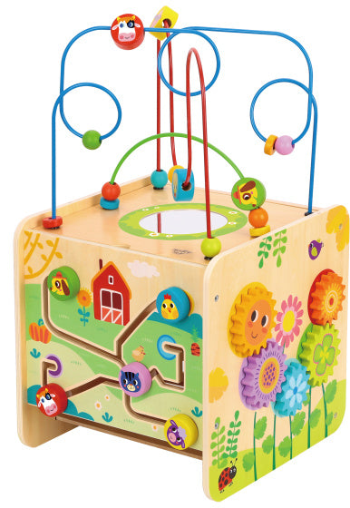 Tooky toy Houten Activiteitenkubus Boerderij 18 maanden 2-delig