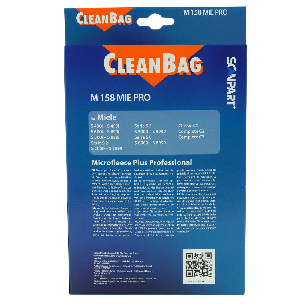 Scanpart cleanbag stofzak m 158 mie pro miele 5 stuks
