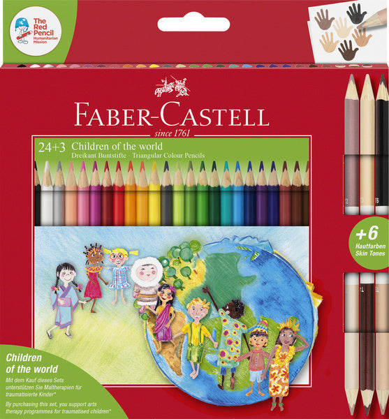 Faber Castell Faber Castell FC-201745 Kleurpotloden Driekant Children Of The World In Etui á 24+3 Stuks