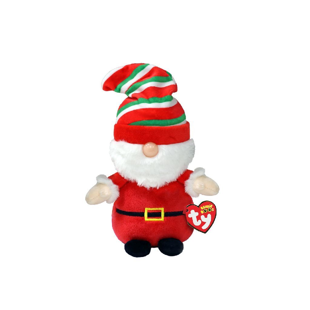 Ty beanie boo's christmas gnome gnewman santa, 15cm