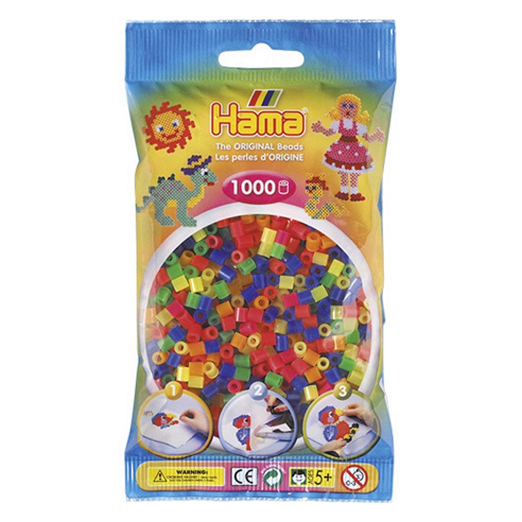 Hama strijkkralenmix 1 - neon (051), 1000st.