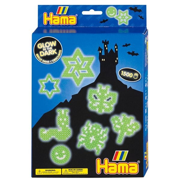 Hama strijkkralenset - glow in the dark, 1500st.