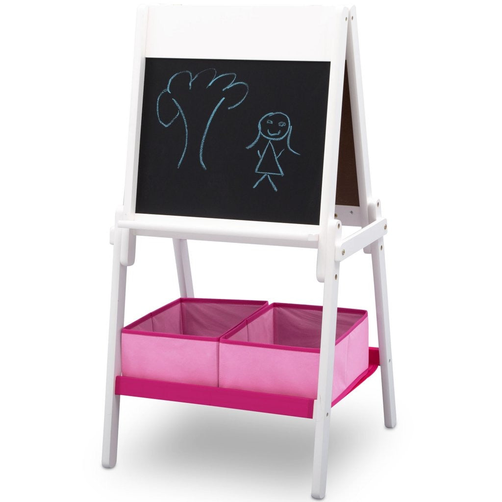 Delta Children Children TE87600GN-130 Houten Dubbelzijdig Krijtbord Whiteboard + Papierrol Wit