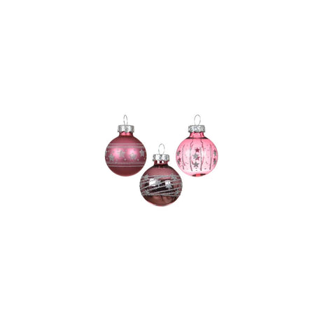 Decoris kerstballen glas roze ø3cm mix transparent shiny matt koker a 9 stuks