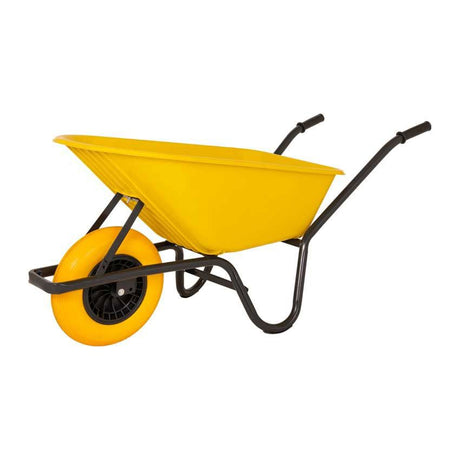 Mm producten kruiwagen 85l kunstst bak geel zwart ond ged nml wiel