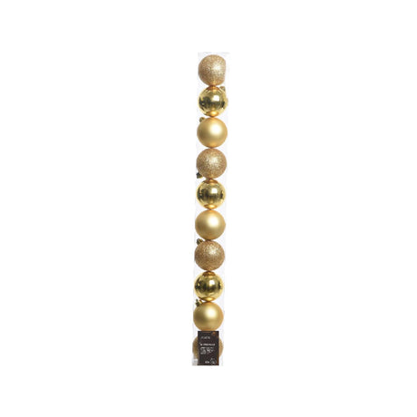 Decoris kerstballen licht goud van kunststof dia 6 cm 10-delig