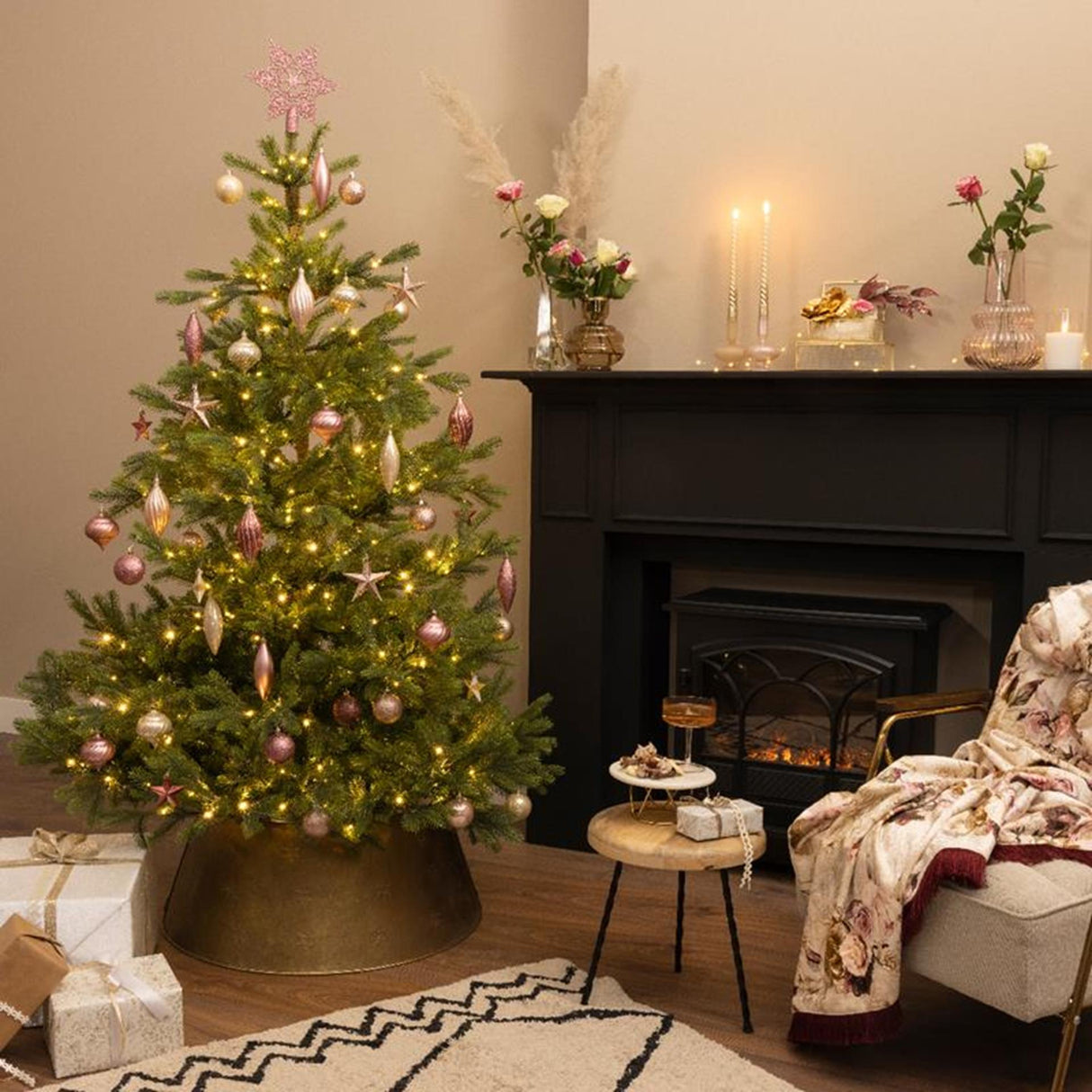 Decoris kerstballenset kunststof 60 stuks roze