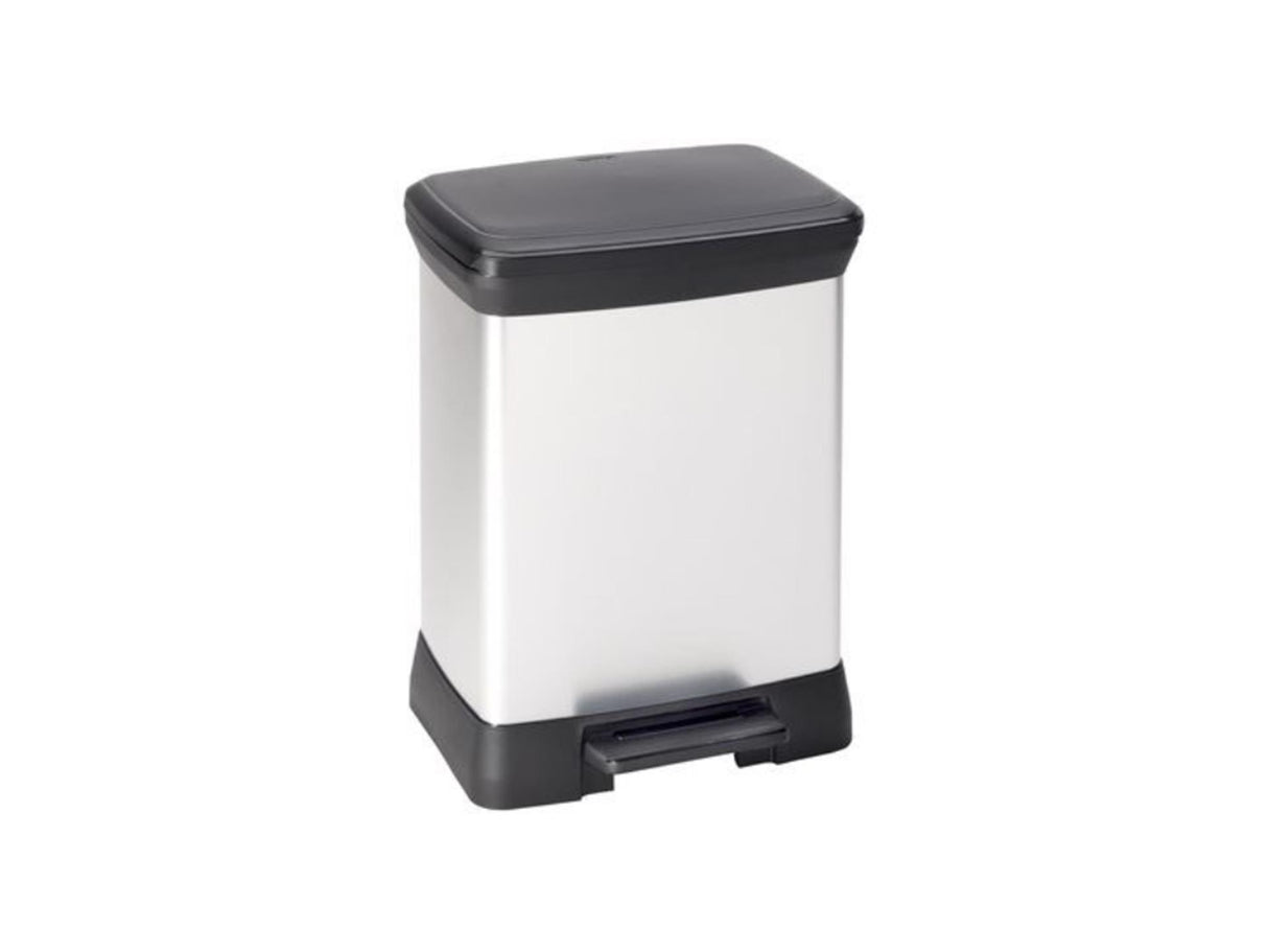 Curver decobin rechthoek pedaalemmer 30 liter zilver zwart 59x39x29cm