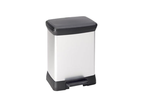 Curver decobin rechthoek pedaalemmer 30 liter zilver zwart 59x39x29cm