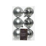 Decoris kerstballen kunststof zilver dia cm 6dlg