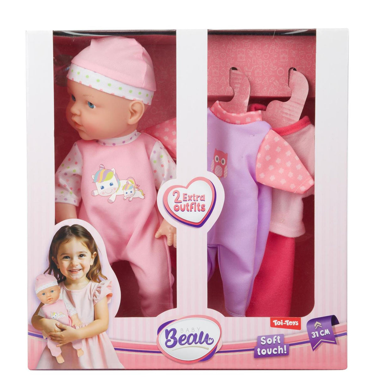 Toi-toys beau babypop dress up 31cm met 2x kledingset 2 assorti