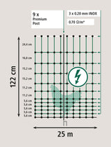 Ako producten kippennet premium 122cm 25m dubbele pen groen wit