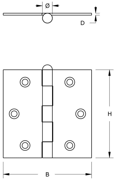 Producten scharnier verzinkt rechte hoeken losse pen 51x51cm