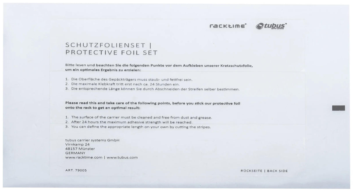 Tubus beschermfolie prot.foil set á 3 stickers transparent