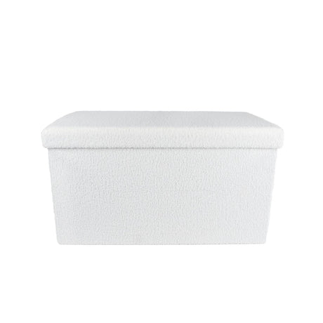 Opbergbank rinske inklapbaar creme hout bouclã© 70x38x38cm
