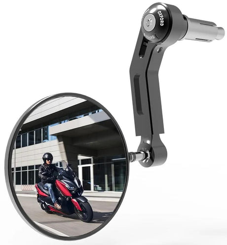 Oxford spiegel stuureinde premium-aluminium handlebar mirror aluminum black right
