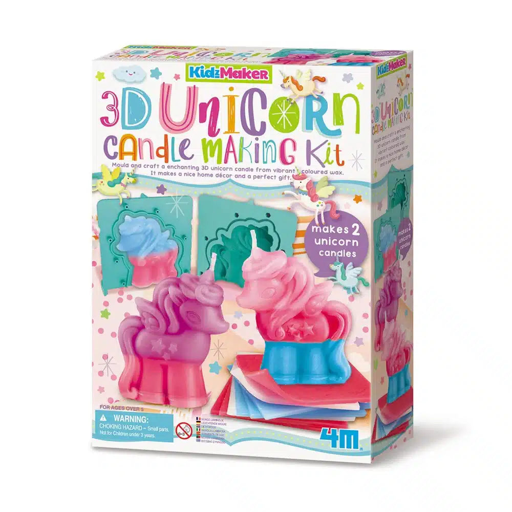 4m knutselen - maak je eigen 3d eenhoorn kaarsen - 2 unicorns - hobbypakket - kidzmaker - 8+