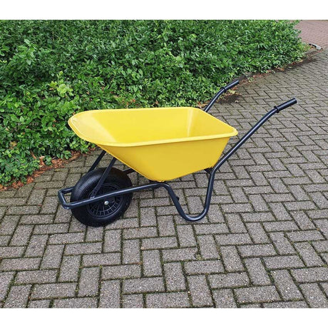 Mm producten kruiwagen 85l kunststof bak geel gel onderstel ged