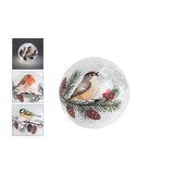 Sfeerverlichting led vogel bol crackle wit glas 12x12x11cm