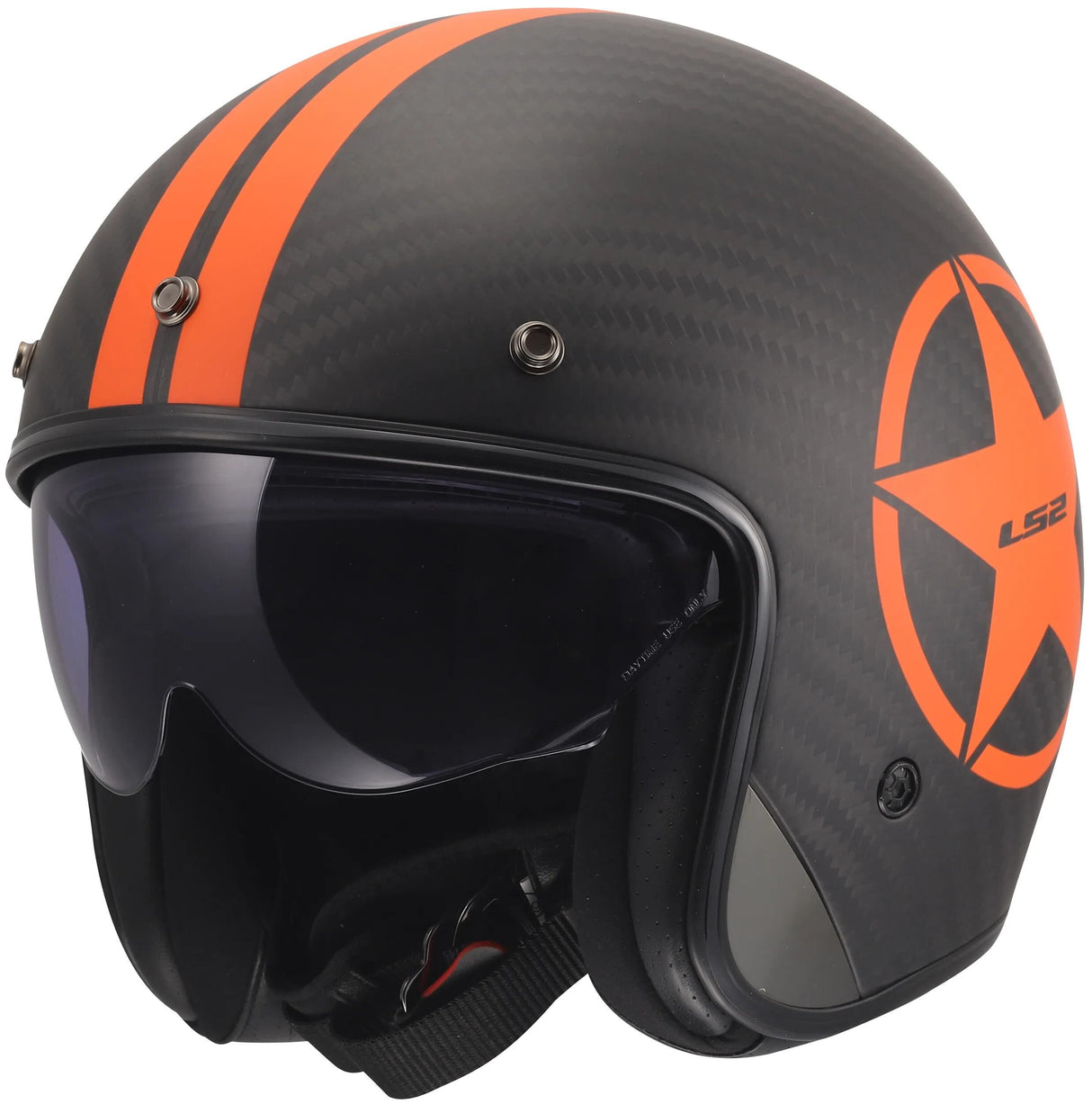 Ls2 jethelm of601 bob ii carbon star helmet of601 bob ii carbon star orange gr. m
