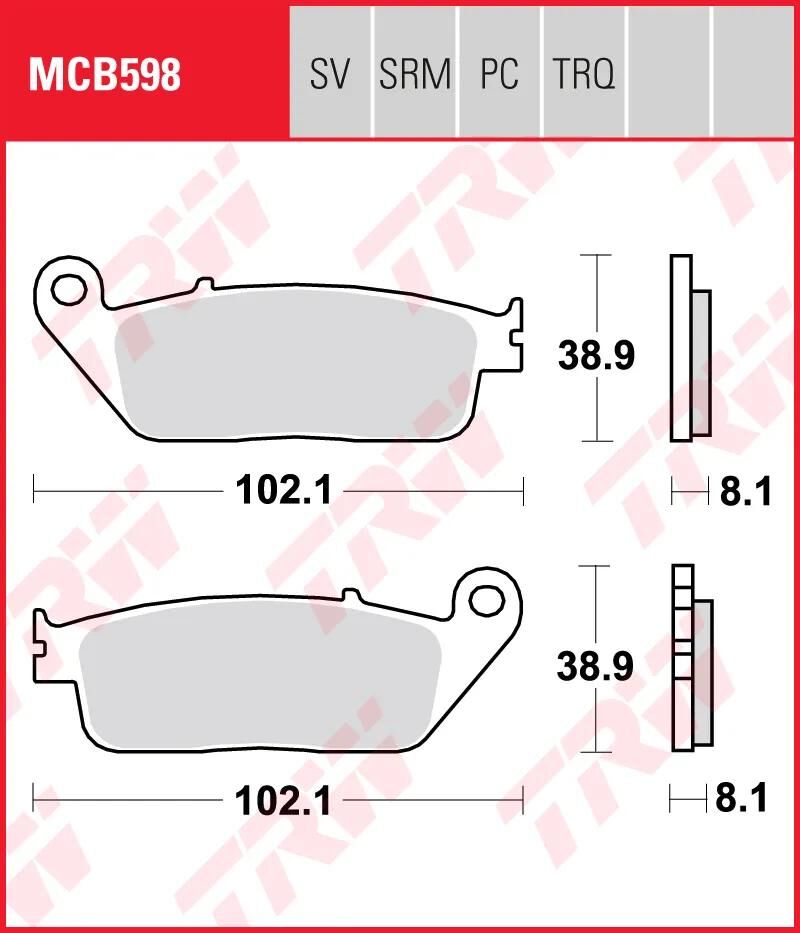 Trw remblokken mcb 598 brake pads sinter mcb 598 sv