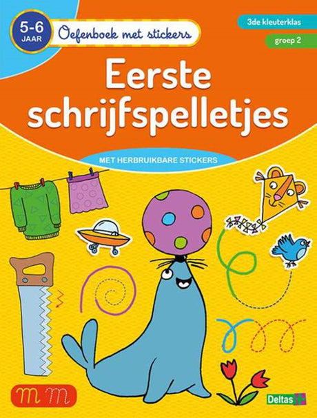 Deltas oefenboek met stickers-eerste schrijfspelletjes 5-6 jaar