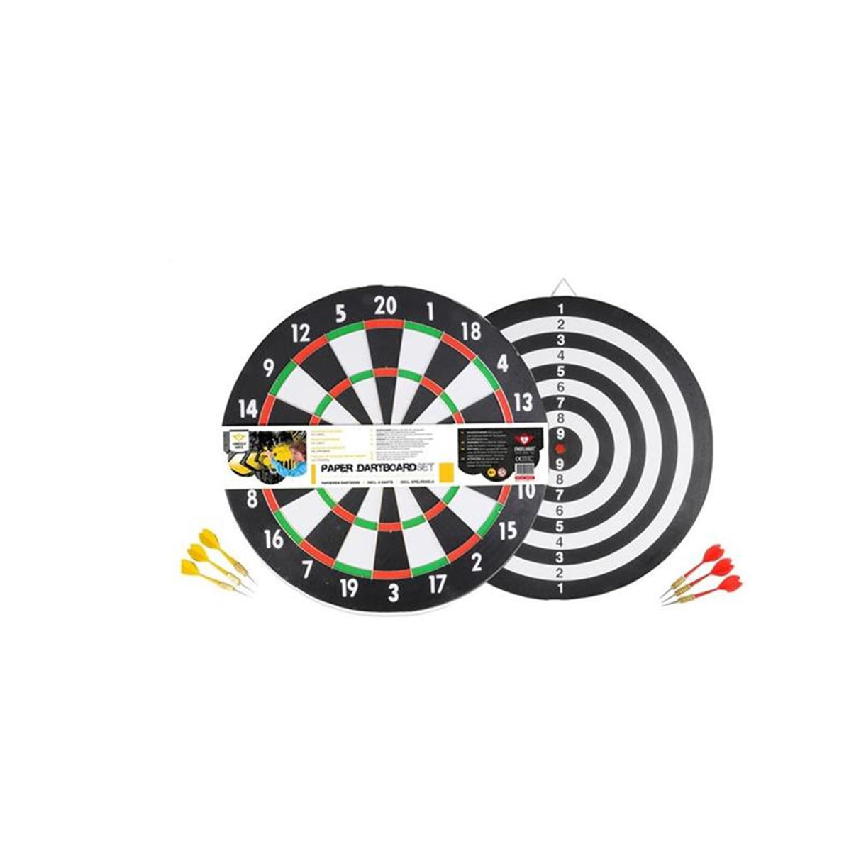 Longfield dartbord papier, dikte 1 cm met 6 darts