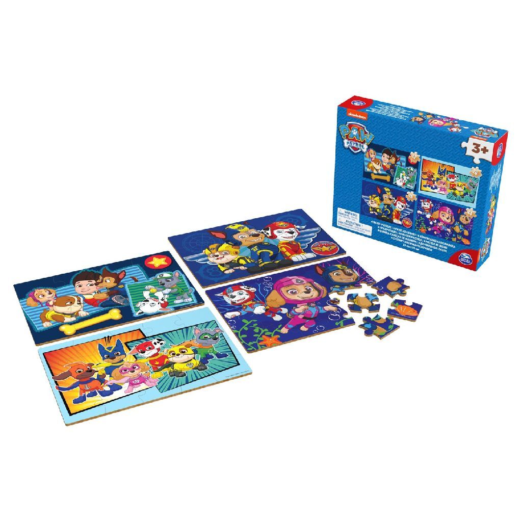 Paw patrol shoe box 4 houten puzzels 12-16-20-24 stukjes