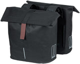 Basil City dubbele fietstas - waterafstotend polyester - zwart - Universal Bridge systeem - 28-32L