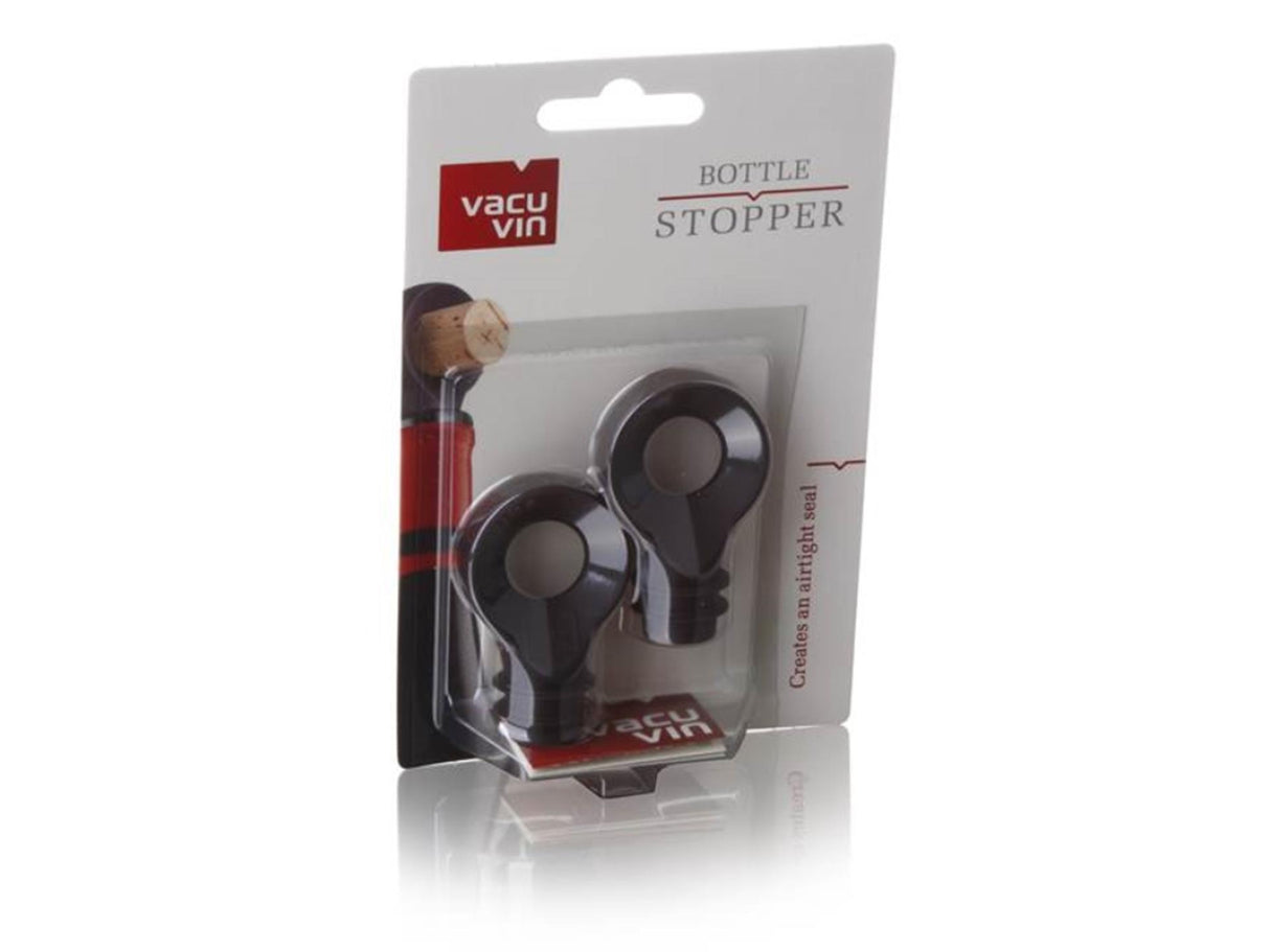 Vacu vin flessenstoppers zwart – set van 2 – herbruikbare wijnstoppers – luchtdichte afsluiting