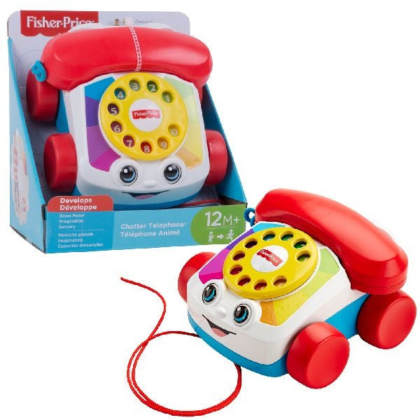 Fisher-price peutertelefoon - met trektrouw - speelgoedtelefoon