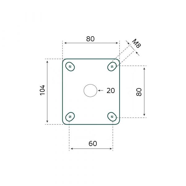 Tarsus Zwenkwiel + rem 100 mm. wit