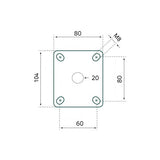 Tarsus zwenkwiel + rem 100 mm. wit