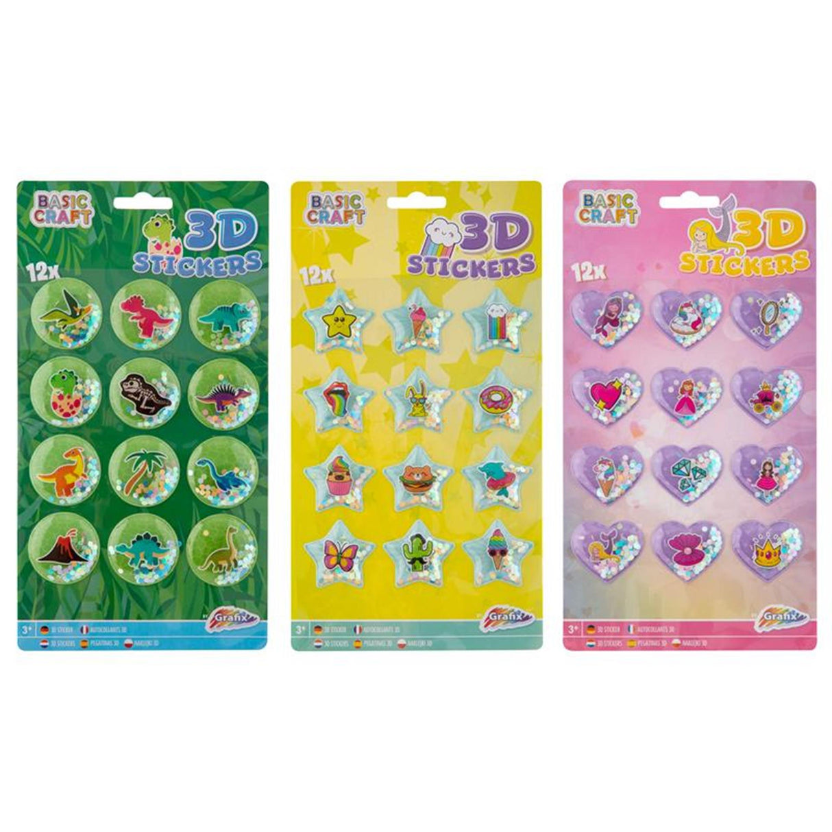 Grafix 3d glitter stickers 12 op vel