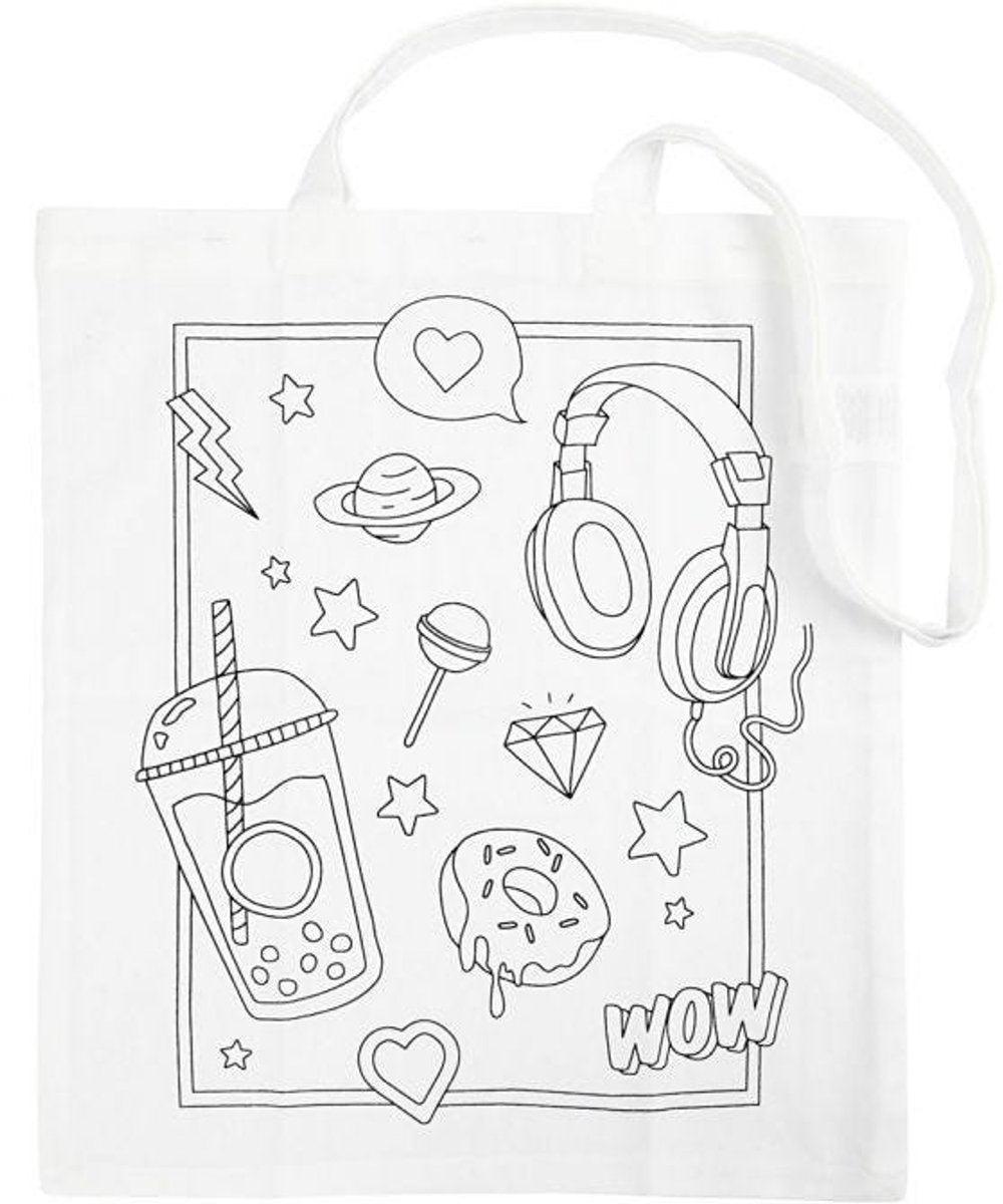 Creativ company cc katoenen boodschappentas wow 38x42 cm wit