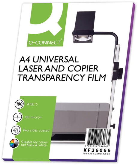 Q-connect overhead transparanten voor laserprinter, ft a4, pak van 100 vel