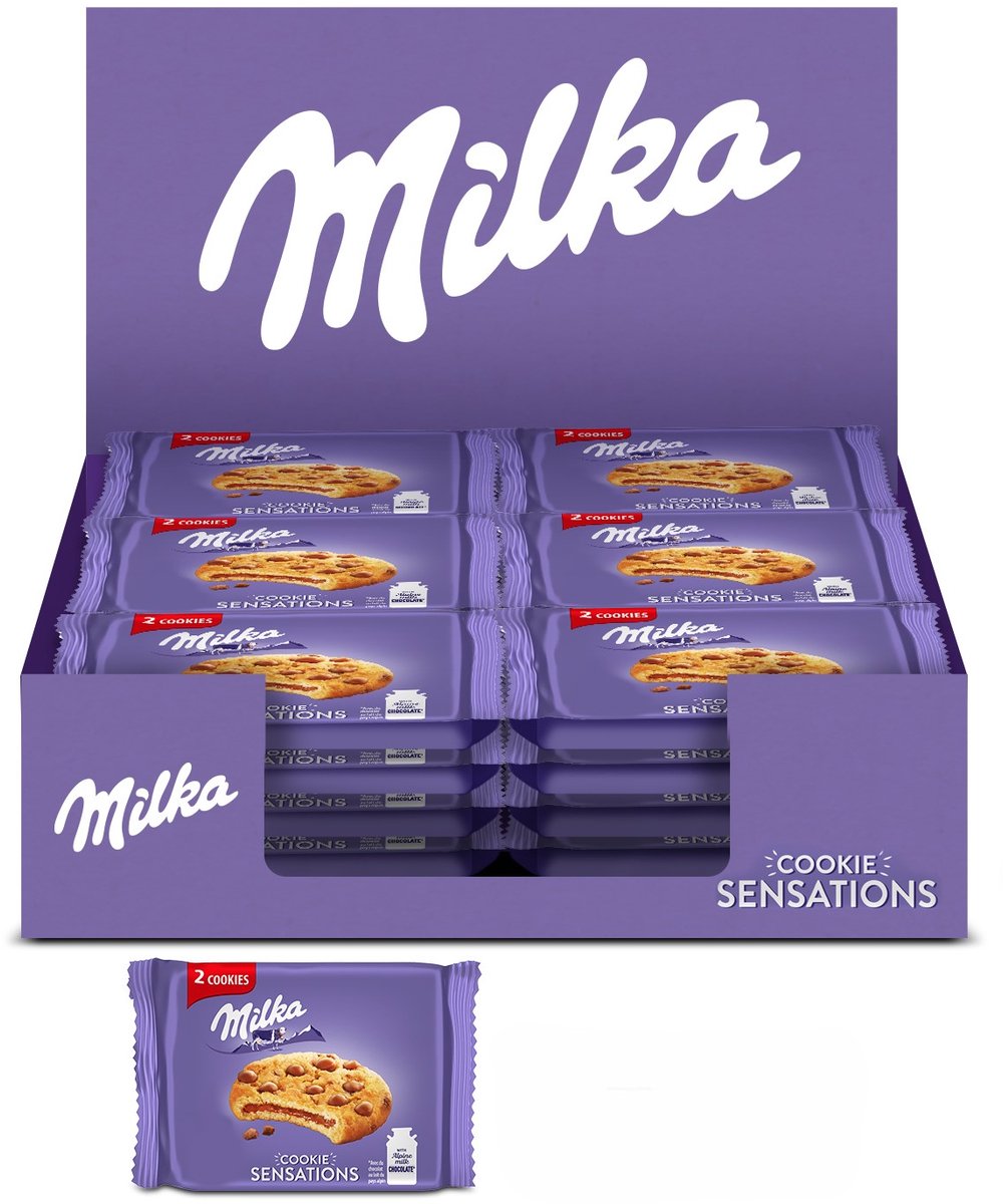 Milka sensations chocolade koekjes chocovulling 24 x 52g - chocoladekoeken - chocolade - snack