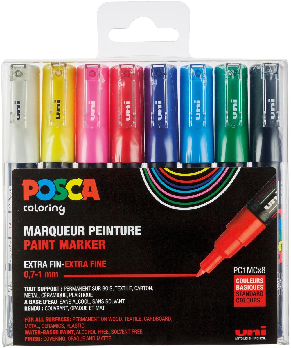 Posca stiften set - markers op waterbasis voor elk oppervlak - 0.7 mm