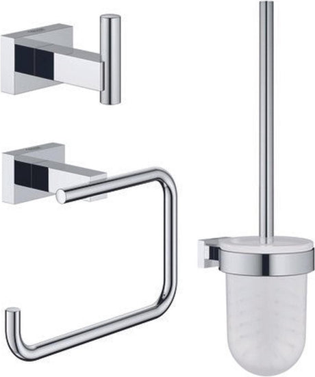 Grohe essentials cube accessoireset - toiletrolhouder - toiletborstelset - handdoekhaak - chroom