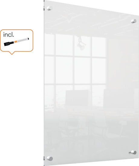 Nobo draagbaar, droog uitwisbaar mini whiteboard voor aan de muur - 600 x 450 millimeter - inclusief whiteboard marker - transparant acryl